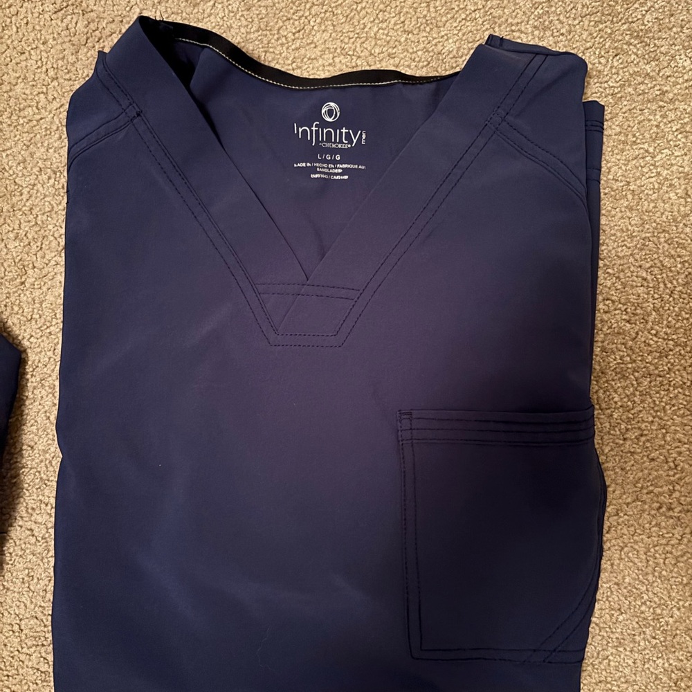 Cherokee Infinity Navy Blue Scrub Top